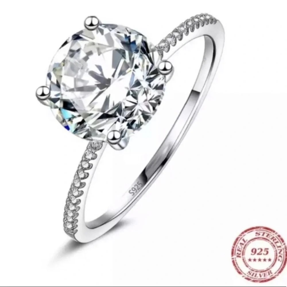 3Ct Natural Zircon Sterling Silver Ring!